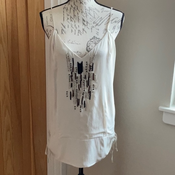 Gold Hawk Beaded Silk Tank Top, M. Like new condition. - Picture 11 of 11
